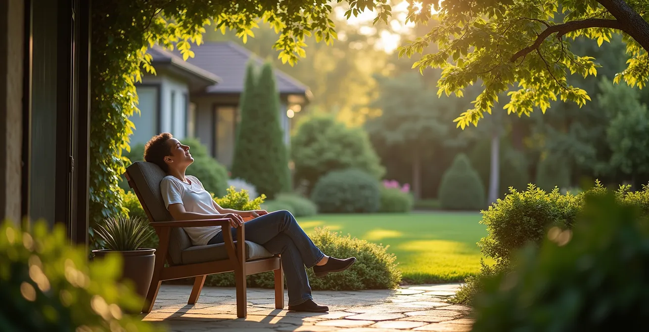 Vue aérienne montrant la circulation d'air frais créée par un aménagement stratégique d'arbustes et haies